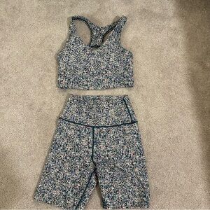 SAGE COLLECTIVE 2 piece set bralette bike short ditsy floral women’s small